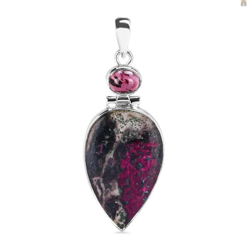 Cobalt Calcite/Tourmaline Pendant-2SP CBC-1-13
