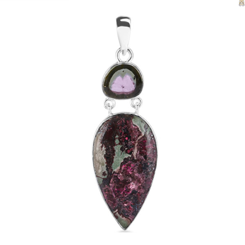 Cobalt Calcite/Tourmaline Pendant-2SP CBC-1-14