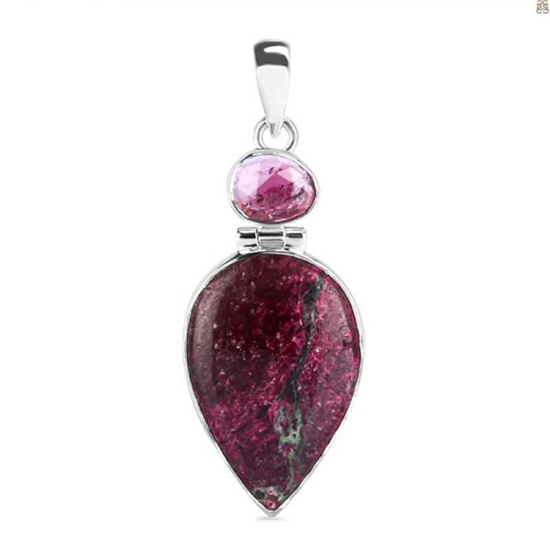 Cobalt Calcite/Tourmaline Pendant-2SP CBC-1-5