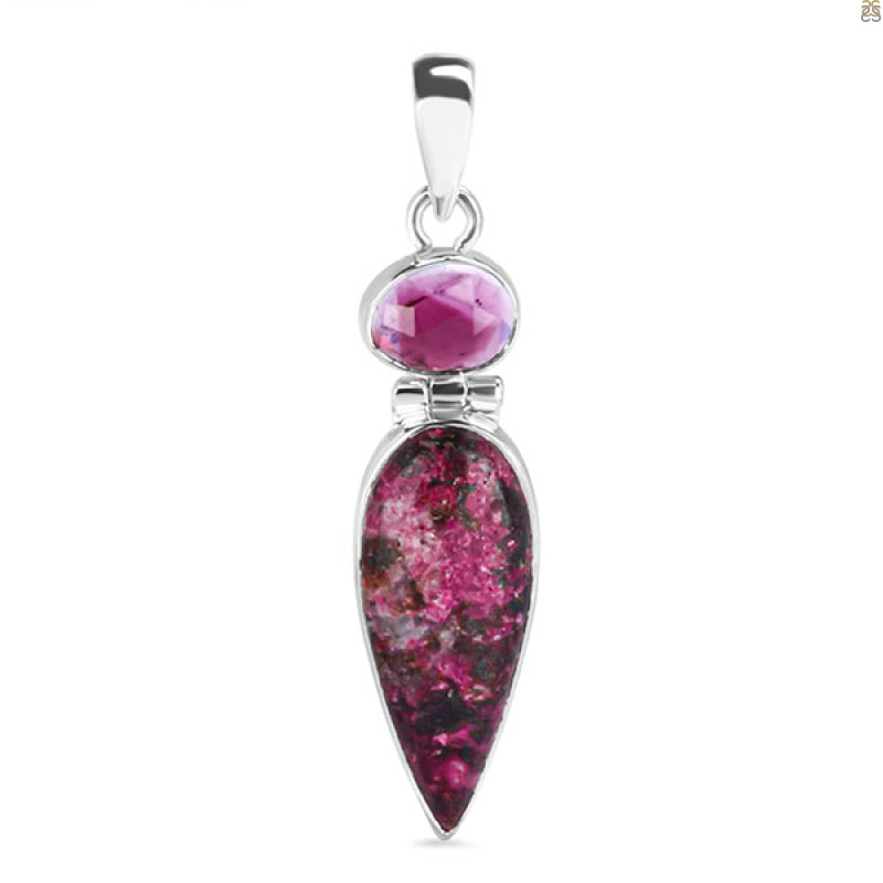 Cobalt Calcite/Tourmaline Pendant-2SP CBC-1-7