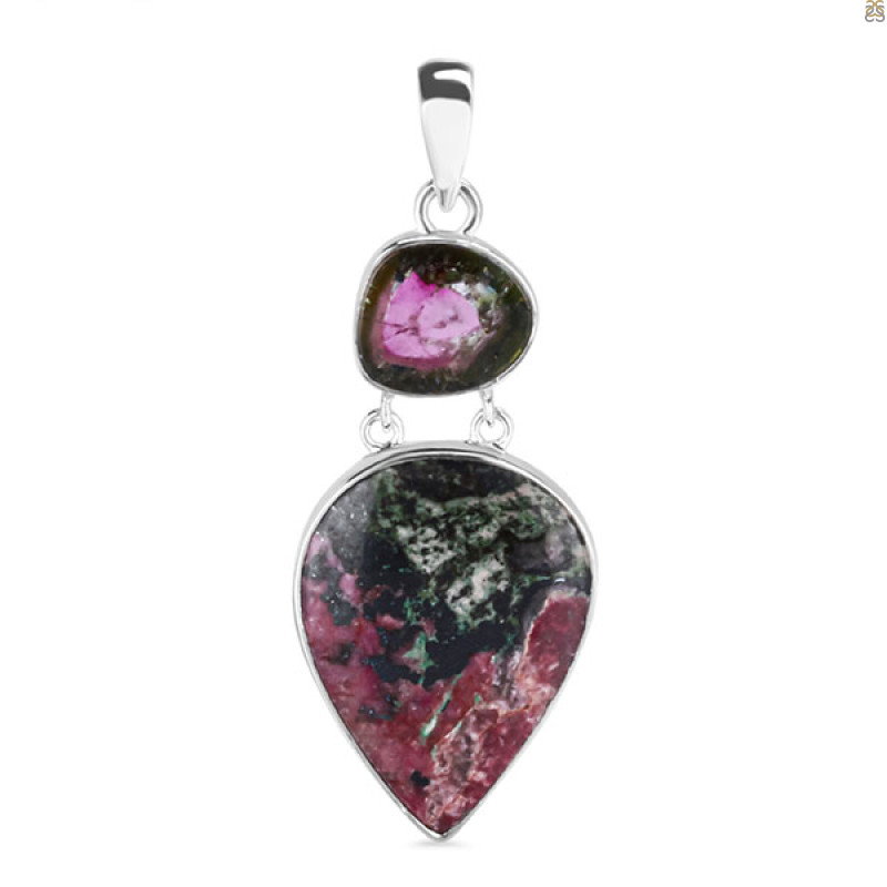 Cobalt Calcite/Tourmaline Pendant-2SP CBC-1-9