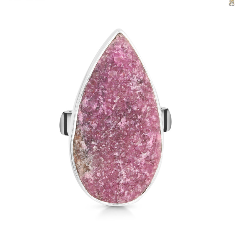 Cobalt Calcite Druzy Adjustable Ring-ADJ-R CBC-2-124