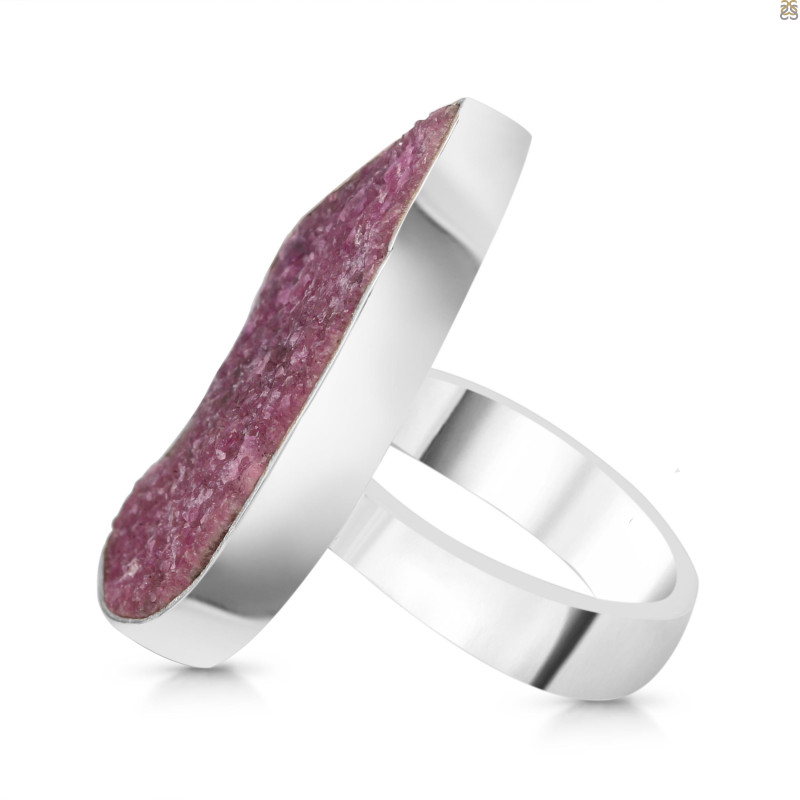 Cobalt Calcite Druzy Adjustable Ring-ADJ-R CBC-2-124