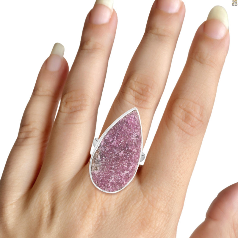 Cobalt Calcite Druzy Adjustable Ring-ADJ-R CBC-2-124