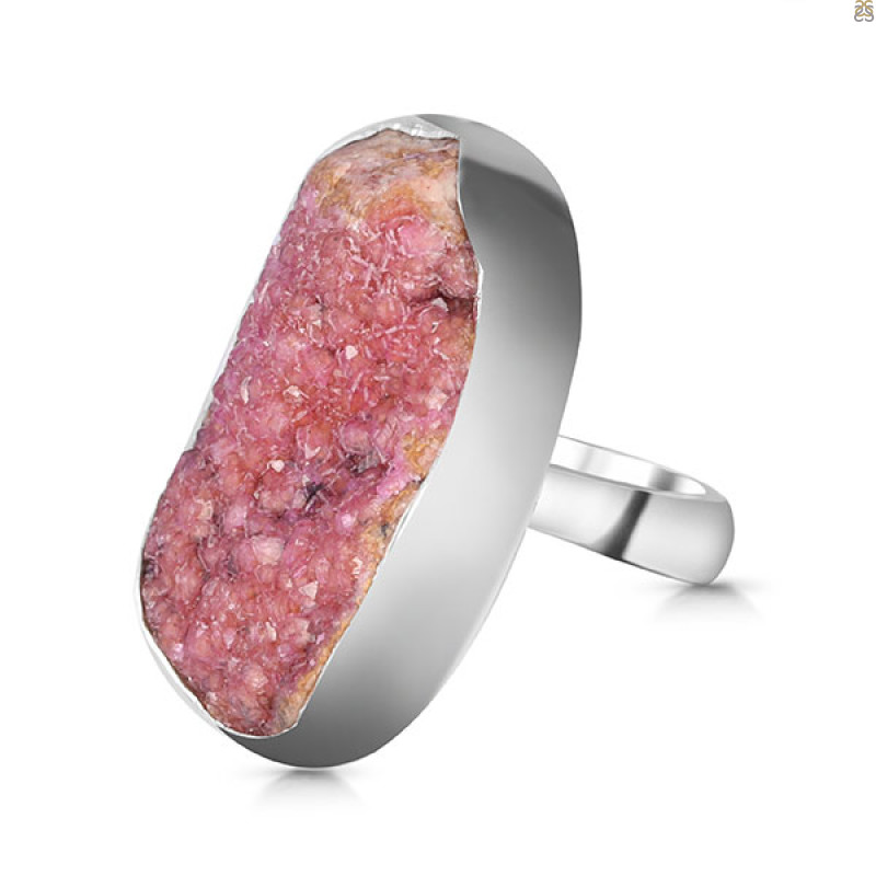 Cobalt Calcite Druzy Adjustable Ring-ADJ-R CBC-2-64