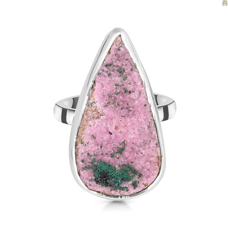 Cobalt Calcite Druzy Adjustable Ring-ADJ-R CBC-2-69