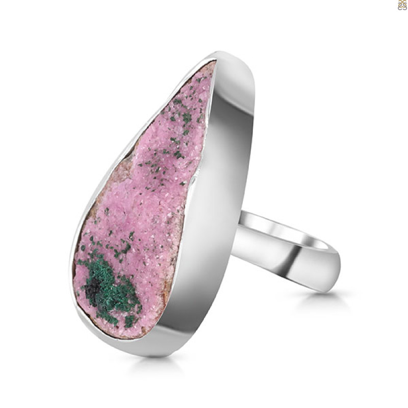 Cobalt Calcite Druzy Adjustable Ring-ADJ-R CBC-2-69