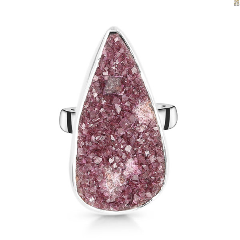 Cobalt Calcite Druzy Adjustable Ring-ADJ-R CBC-2-72