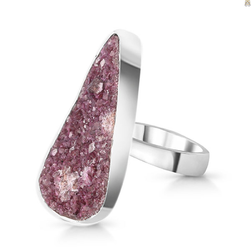 Cobalt Calcite Druzy Adjustable Ring-ADJ-R CBC-2-72