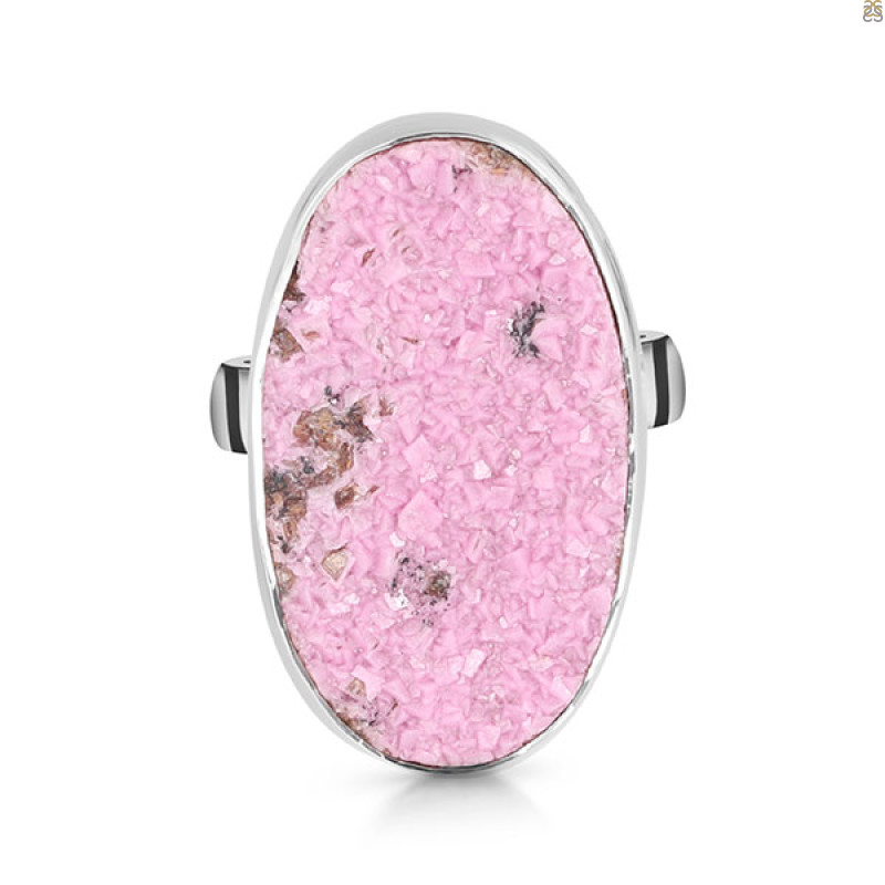 Cobalt Calcite Druzy Adjustable Ring-ADJ-R CBC-2-76