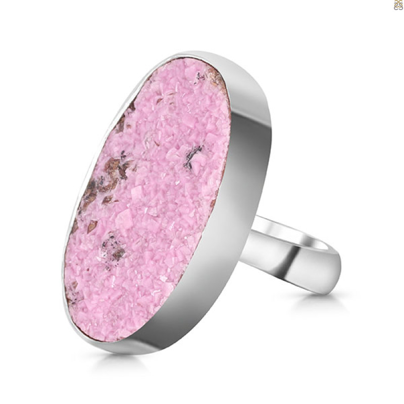 Cobalt Calcite Druzy Adjustable Ring-ADJ-R CBC-2-76