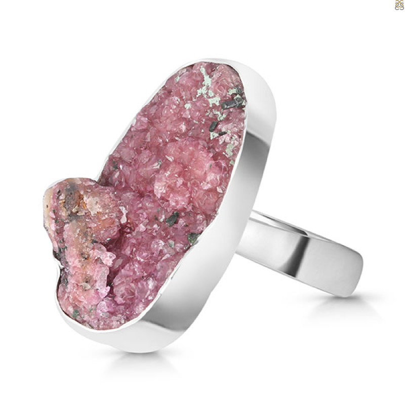 Cobalt Calcite Druzy Adjustable Ring-ADJ-R CBC-2-81