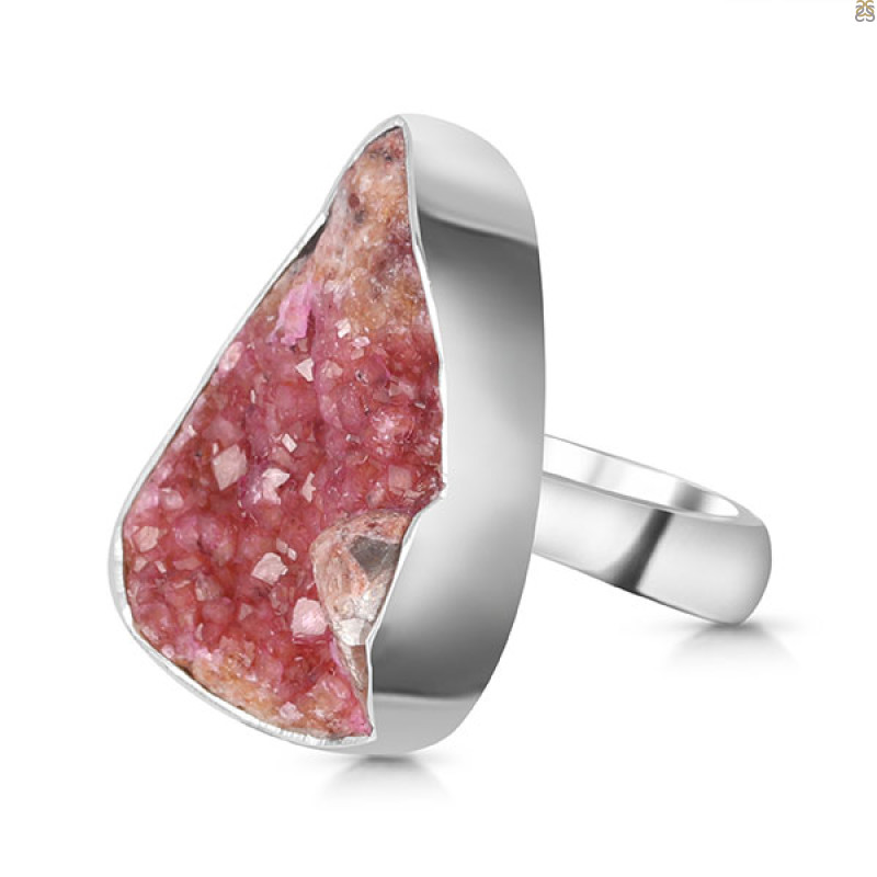 Cobalt Calcite Druzy Adjustable Ring-ADJ-R CBC-2-92
