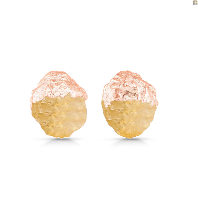 Citrine Raw Crystal Stud Earring CIT-RCYE-2