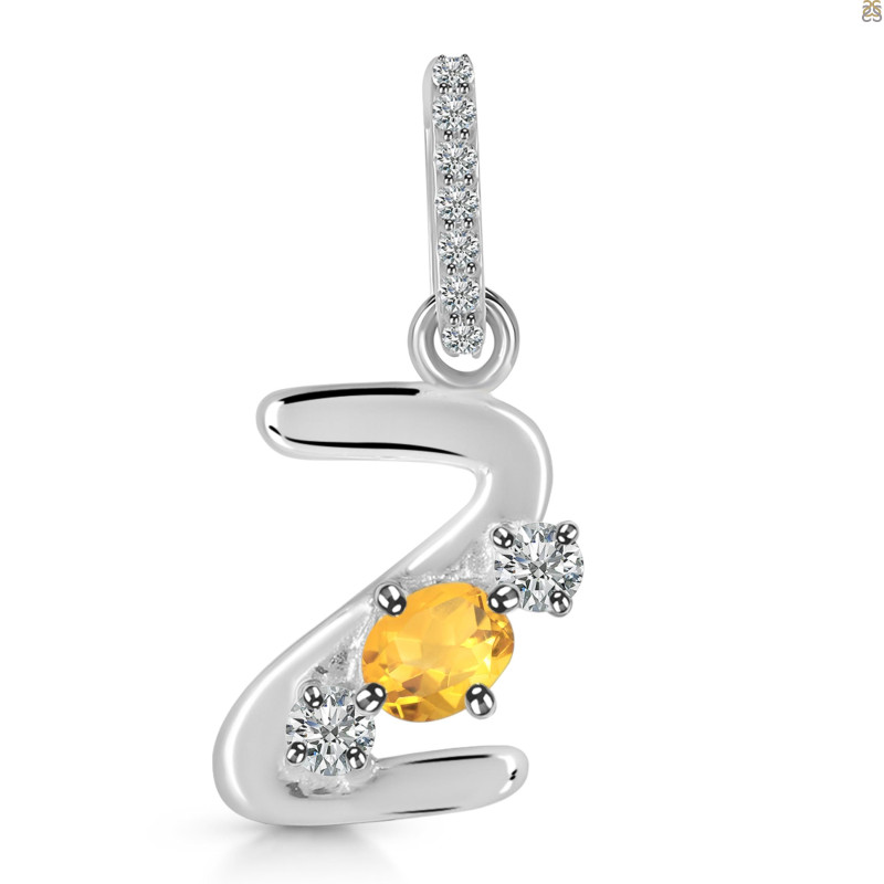 Citrine & White Topaz Alphabet Z Pendant CIT-RDA-104.