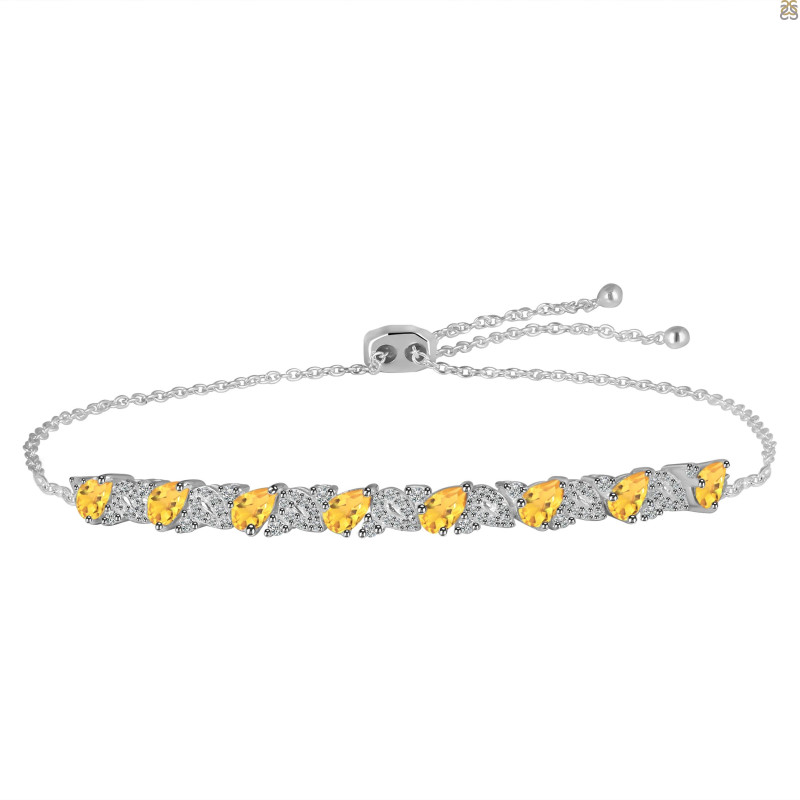 Citrine & White Topaz Bracelet With Adjustable Camera Lock CIT-RDB-128.