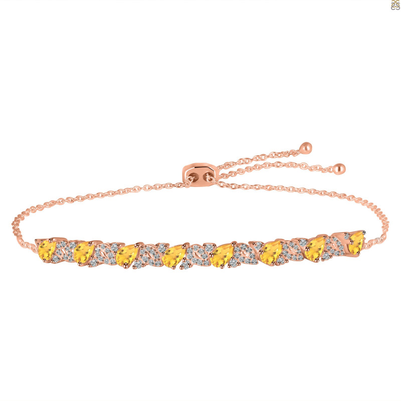 Citrine & White Topaz Bracelet With Adjustable Camera Lock CIT-RDB-128.