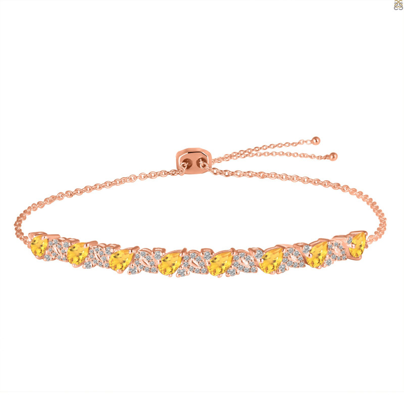 Citrine & White Topaz Bracelet With Adjustable Camera Lock CIT-RDB-128.