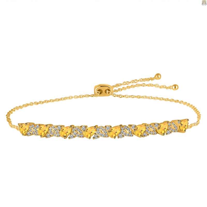 Citrine & White Topaz Bracelet With Adjustable Camera Lock CIT-RDB-128.