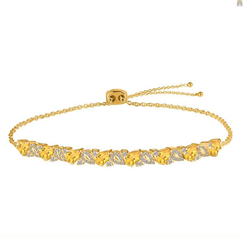 Citrine & White Topaz Bracelet With Adjustable Camera Lock CIT-RDB-128.