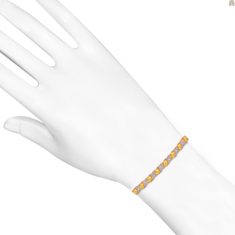 Citrine & White Topaz Bracelet With Adjustable Camera Lock CIT-RDB-128.