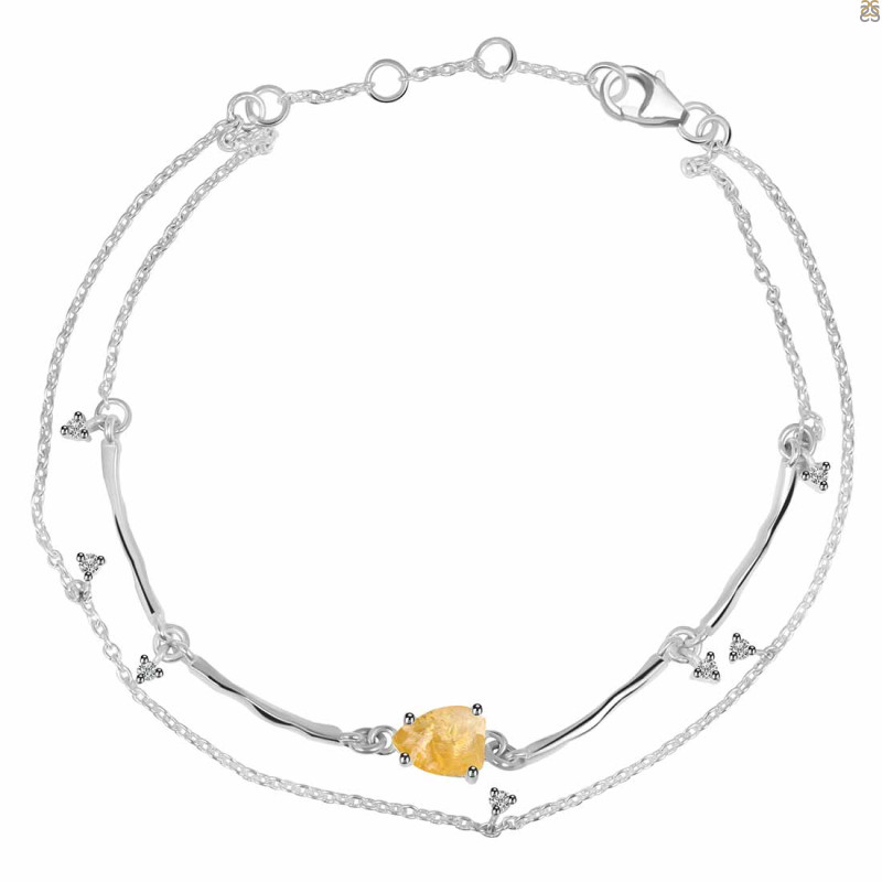 Citrine  Raw Crystal & White Topaz Bracelet CIT-RDB-168.