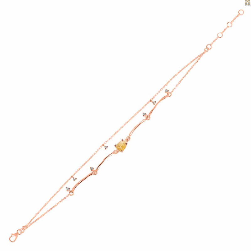 Citrine  Raw Crystal & White Topaz Bracelet CIT-RDB-168.