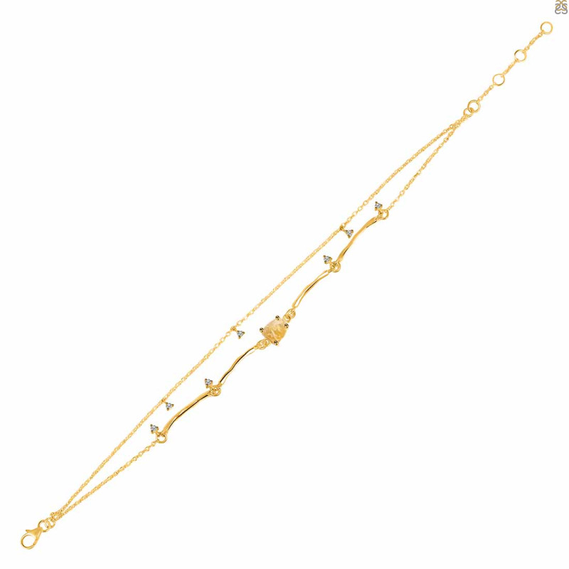 Citrine  Raw Crystal & White Topaz Bracelet CIT-RDB-168.