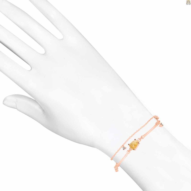 Citrine  Raw Crystal & White Topaz Bracelet CIT-RDB-168.