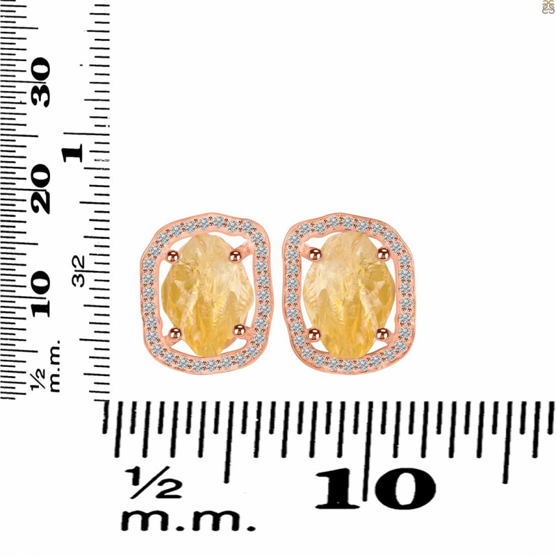 Citrine Raw Crystal & White Topaz Stud Earring CIT-RDE-1255.