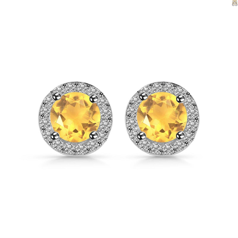 Citrine & White Topaz Stud Earring CIT-RDE-1259.