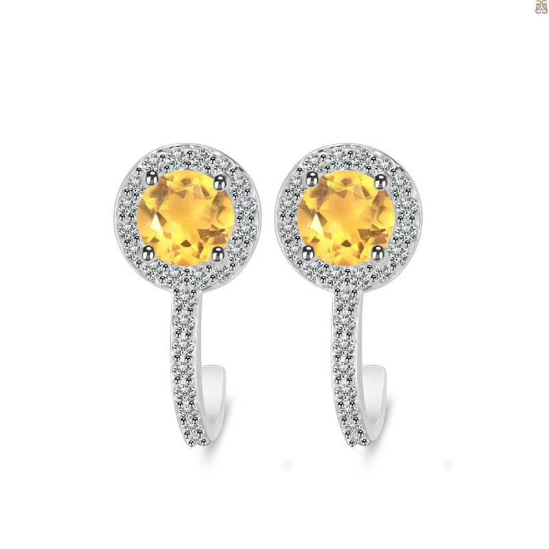 Citrine & White Topaz Stud Earring CIT-RDE-1264.