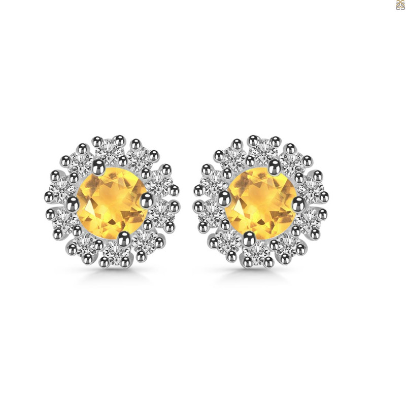 Citrine & White Topaz Stud Earring CIT-RDE-1268.