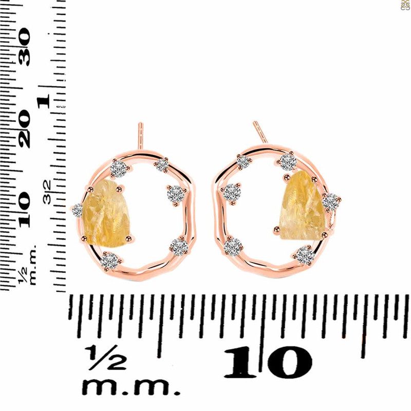 Citrine Raw Crystal & White Topaz Stud Earring CIT-RDE-1461.