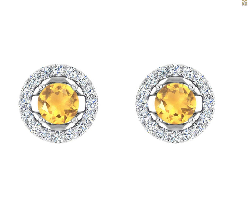Citrine & White Topaz Stud Earring CIT-RDE-984.