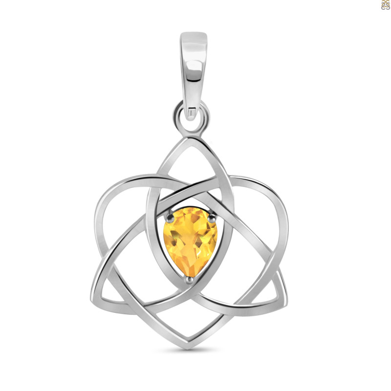 Citrine Triquetra Heart Knot Pendant CIT-RDEP-880.