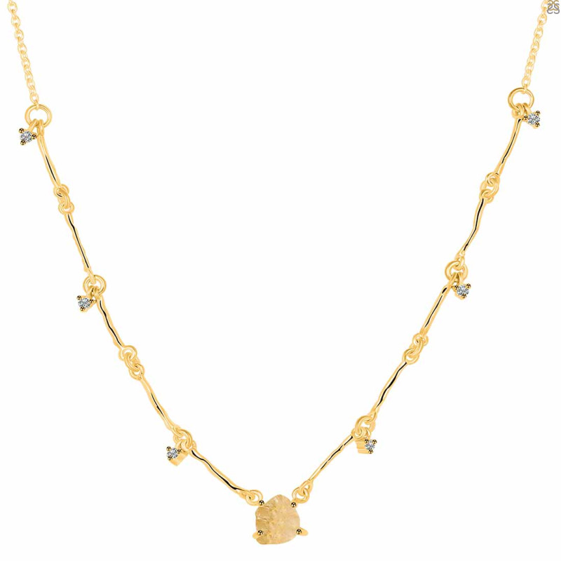 Citrine  Raw Crystal & White Topaz Necklace CIT-RDN-385.