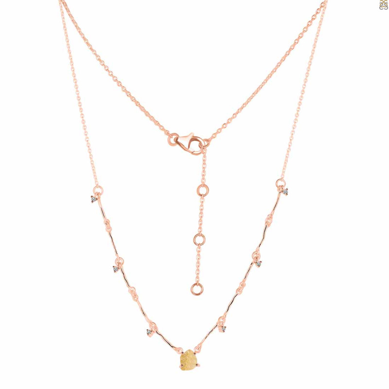 Citrine  Raw Crystal & White Topaz Necklace CIT-RDN-385.