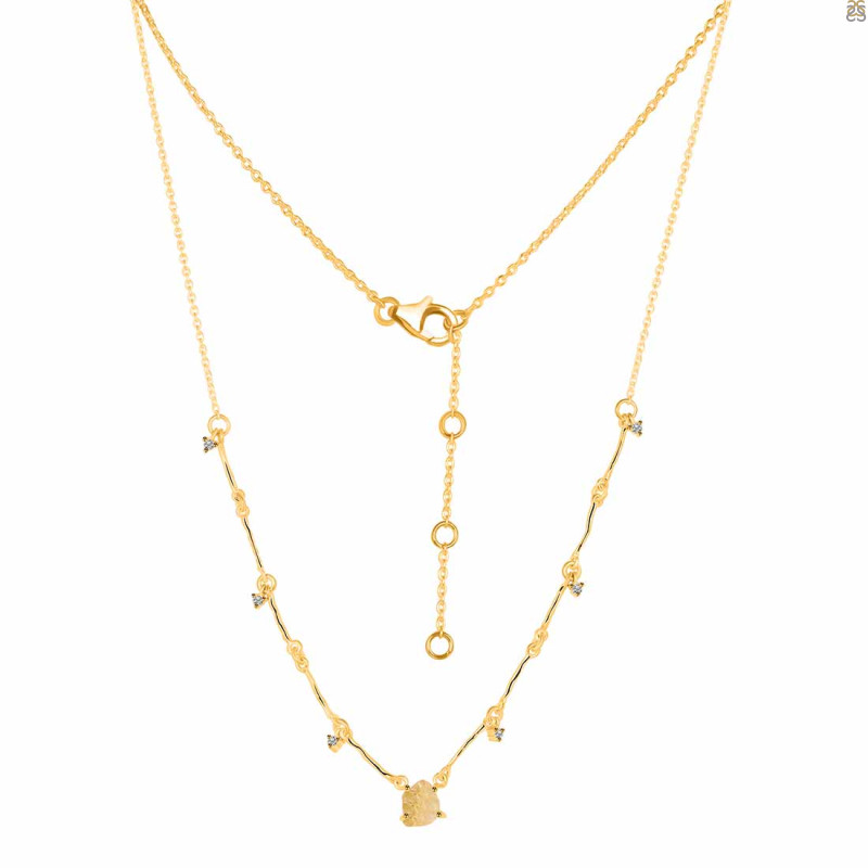 Citrine  Raw Crystal & White Topaz Necklace CIT-RDN-385.
