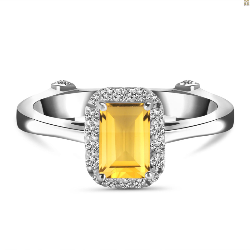 Citrine & White Topaz Ring CIT-RDR-1787.