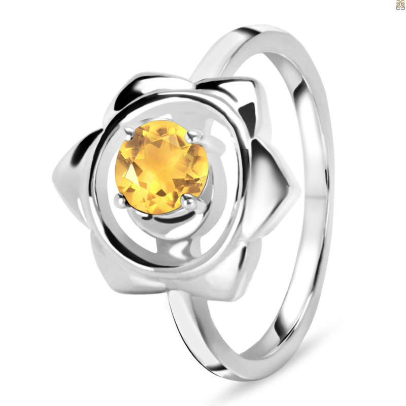 Citrine Chakra & Crescent Moon Ring CIT-RDR-2140.