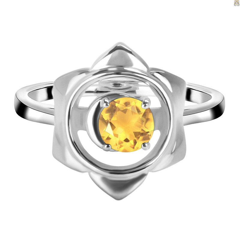 Citrine Chakra & Crescent Moon Ring CIT-RDR-2140.