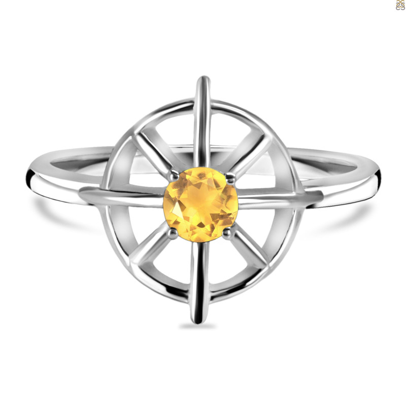 Citrine Dharma Wheel Ring CIT-RDR-2147.