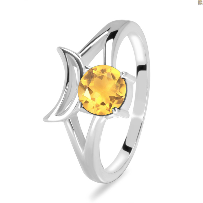 Citrine Crescent Moon Ring CIT-RDR-2151.