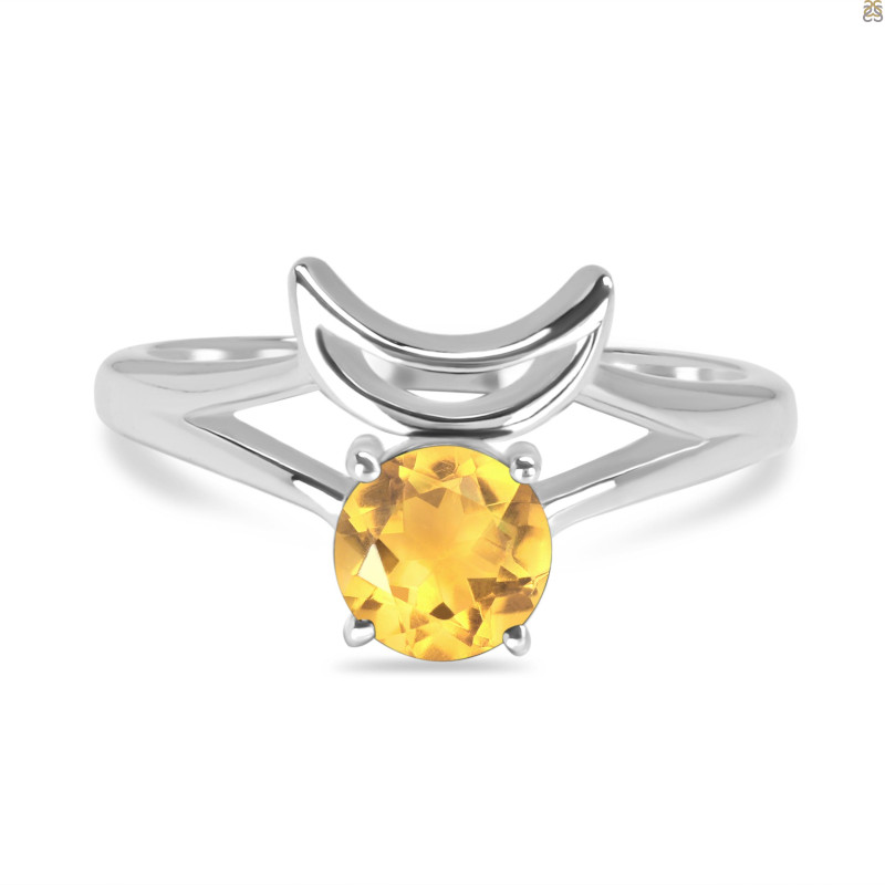 Citrine Crescent Moon Ring CIT-RDR-2151.