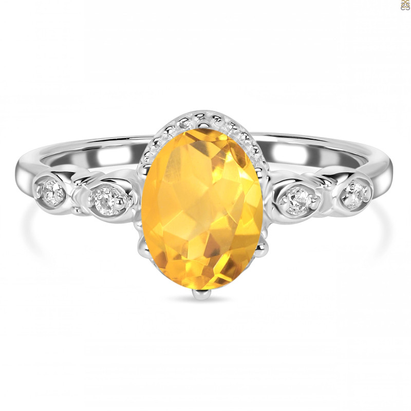 Citrine & White Topaz Ring CIT-RDR-2182.
