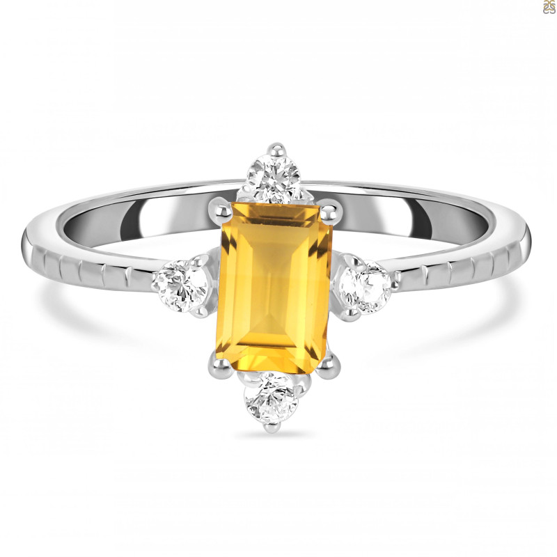 Citrine & White Topaz Ring CIT-RDR-2210.