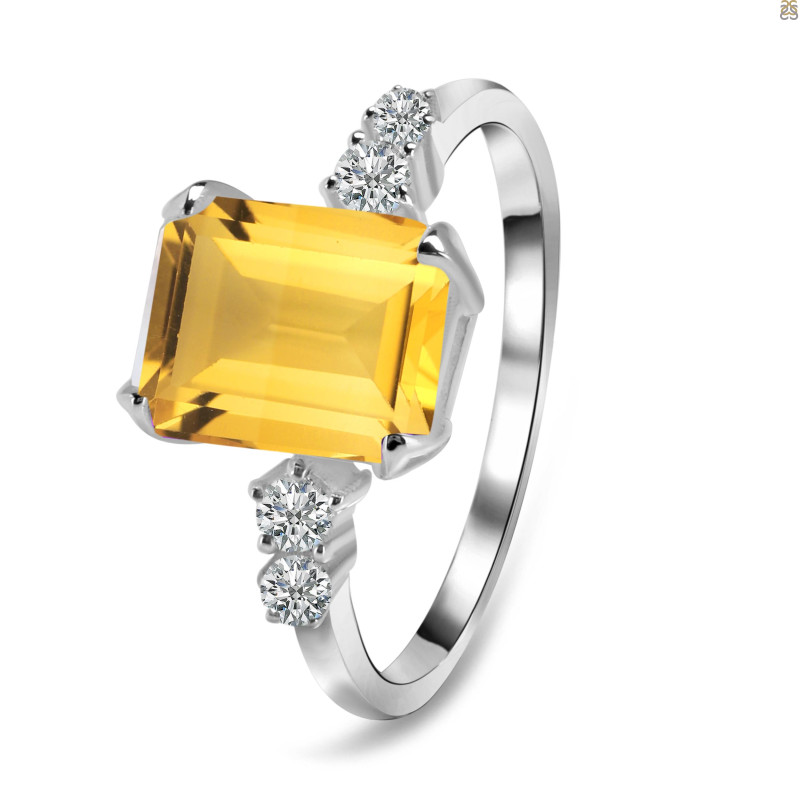 Citrine & White Topaz Ring CIT-RDR-2215.