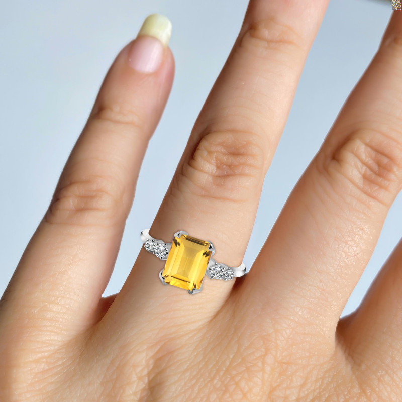 Citrine & White Topaz Ring CIT-RDR-2215.