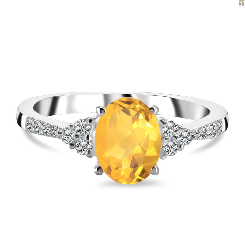 Citrine & White Topaz Ring CIT-RDR-2219.